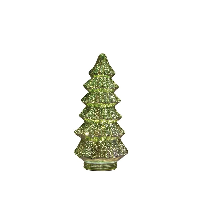 Kerstboompje Glas LED Ø13,5x26 cm - Metallic Groen - afbeelding 1