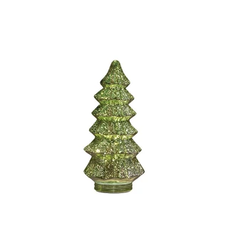Kerstboompje Glas LED Ø13,5x26 cm - Metallic Groen - afbeelding 1