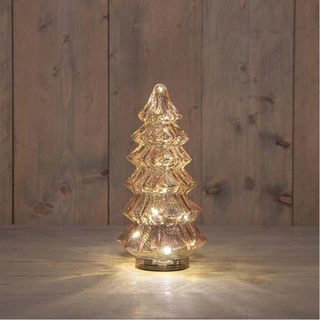 Kerstboompje Glas LED Ø13,5x26 cm - Roze - afbeelding 2