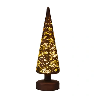 Kerstboompje Glas LED Ø9x30 cm - Donkerbruin/Goud - afbeelding 2