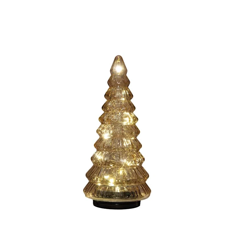 Kerstboompje Glas Draaiend Ø13,3x30 cm - Amber - afbeelding 1