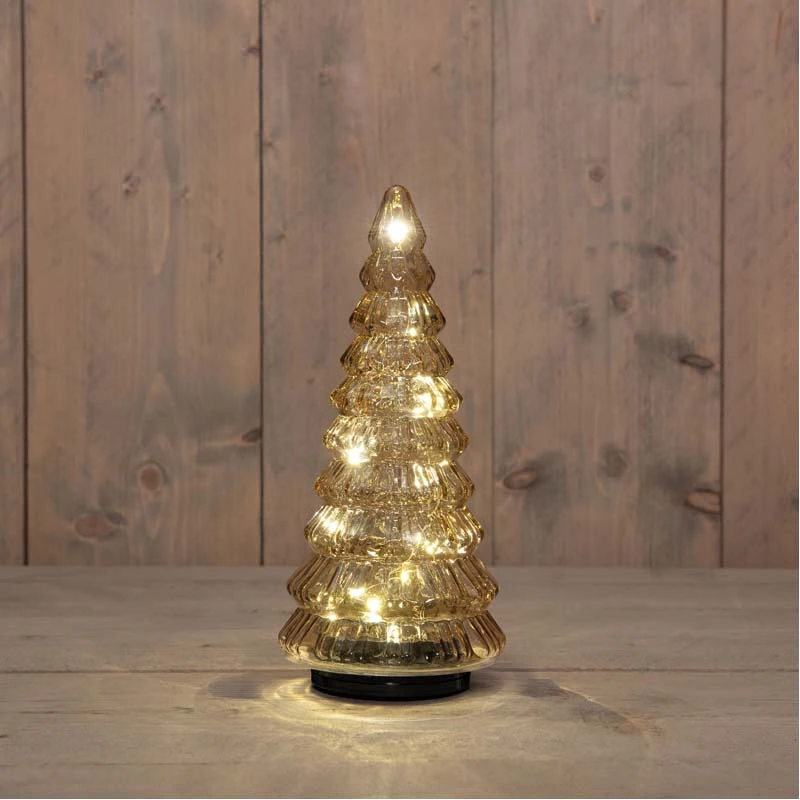 Kerstboompje Glas Draaiend Ø13,3x30 cm - Amber - afbeelding 2