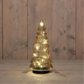 Kerstboompje Glas Draaiend Ø13,3x30 cm - Amber - afbeelding 2