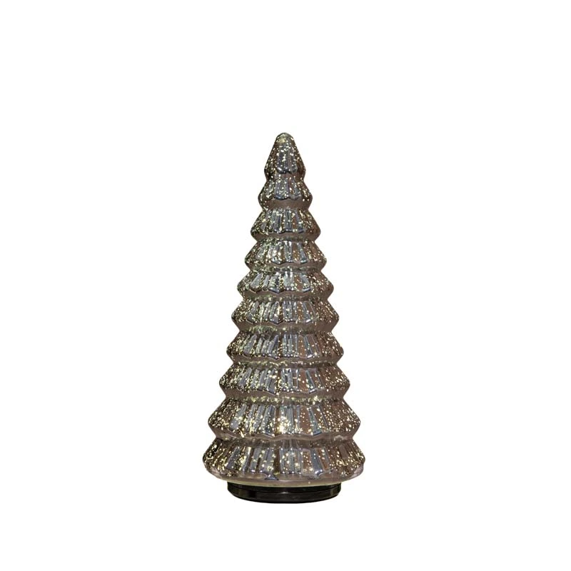 Kerstboompje Glas Draaiend Ø13,3x30 cm - Metallic Antraciet - afbeelding 1
