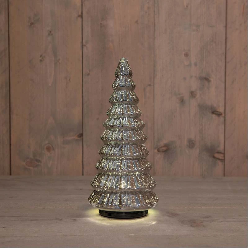Kerstboompje Glas Draaiend Ø13,3x30 cm - Metallic Antraciet - afbeelding 2