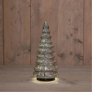 Kerstboompje Glas Draaiend Ø13,3x30 cm - Metallic Antraciet - afbeelding 2