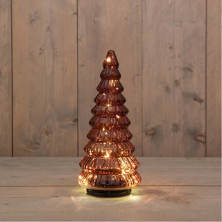 Kerstboompje Glas Draaiend Ø13,3x30 cm - Bordeaux - afbeelding 2