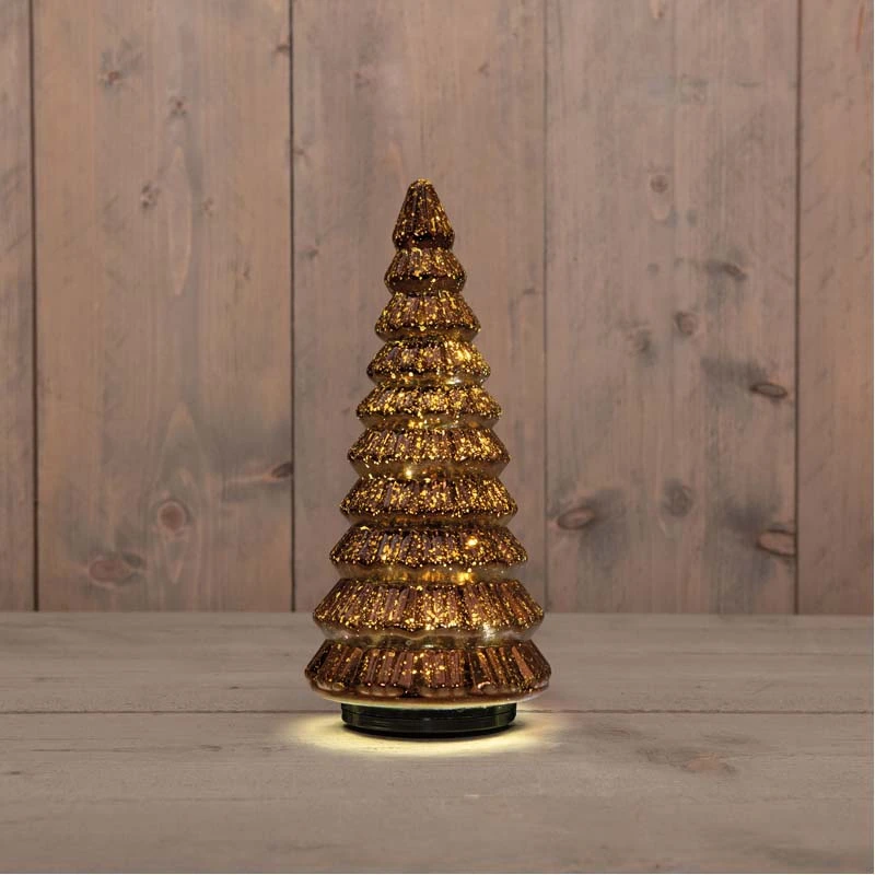 Kerstboompje Glas Draaiend Ø13,3x30 cm - Metallic Brons - afbeelding 2