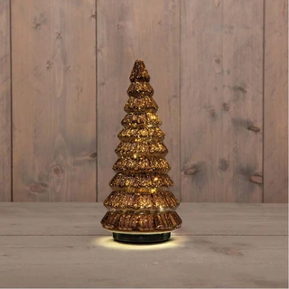 Kerstboompje Glas Draaiend Ø13,3x30 cm - Metallic Brons - afbeelding 2