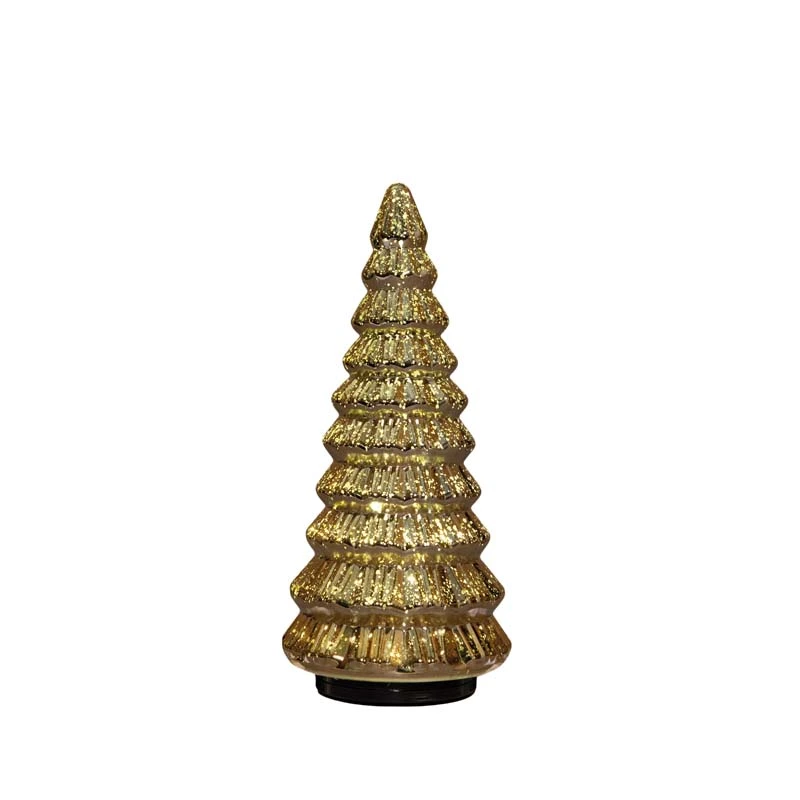 Kerstboompje Glas Draaiend Ø13,3x30 cm - Metallic Goud - afbeelding 1