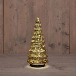 Kerstboompje Glas Draaiend Ø13,3x30 cm - Metallic Goud - afbeelding 2