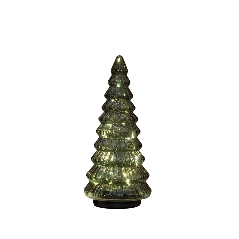 Kerstboompje Glas Draaiend Ø13,3x30 cm - Groen - afbeelding 1
