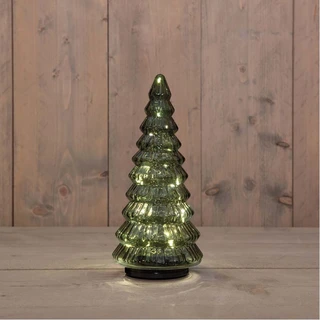 Kerstboompje Glas Draaiend Ø13,3x30 cm - Groen - afbeelding 2
