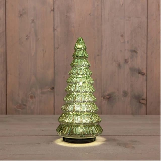 Kerstboompje Glas Draaiend Ø13,3x30 cm - Metallic Groen - afbeelding 2