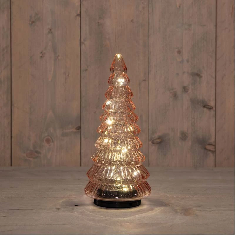Kerstboompje Glas Draaiend Ø13,3x30 cm - Roze - afbeelding 2