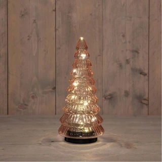 Kerstboompje Glas Draaiend Ø13,3x30 cm - Roze - afbeelding 2