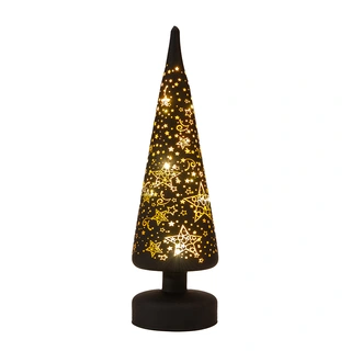 Kerstboompje Glas LED Ø9x30 cm - Zwart/Goud - afbeelding 2