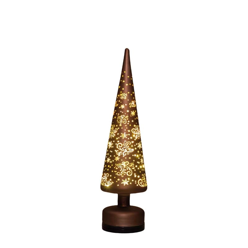 Kerstboompje Glas Draaiend 10x39 cm - Donkerbruin - afbeelding 1