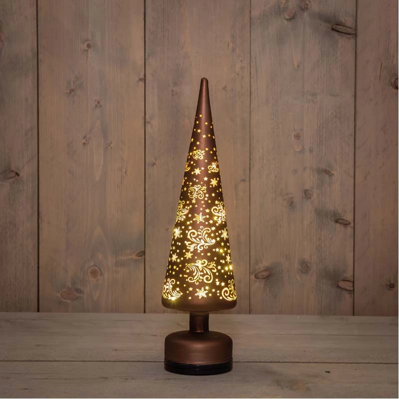 Kerstboompje Glas Draaiend 10x39 cm - Donkerbruin - afbeelding 2