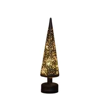 Kerstboompje Glas Draaiend 10x39 cm - Zwart/Goud