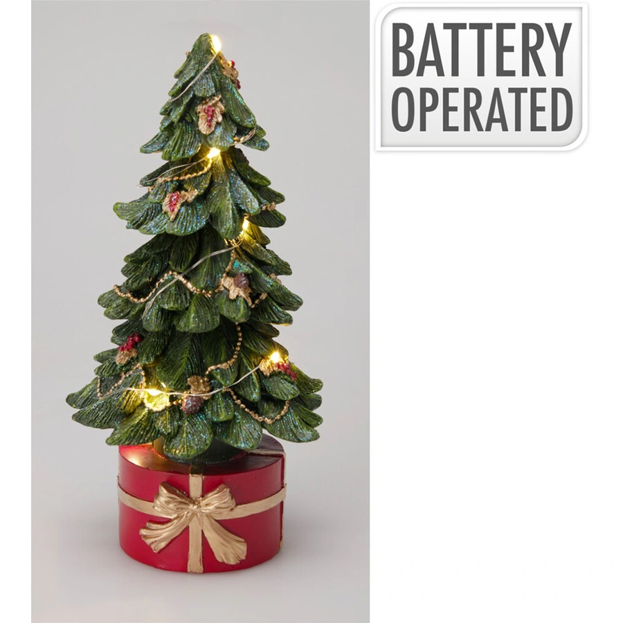 Kerstboom met LED - 13x27 cm - afbeelding 1