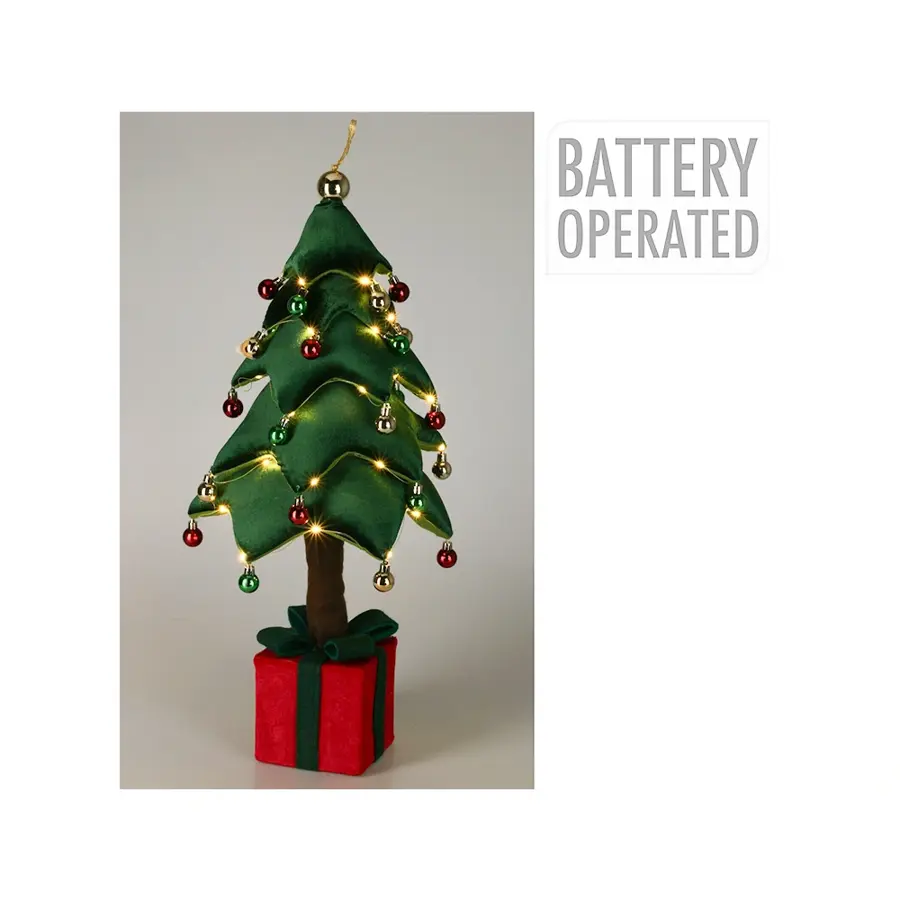 Stoffen Kerstboom met LED - 70 cm - afbeelding 2