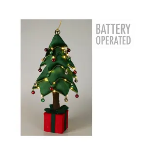 Stoffen Kerstboom met LED - 70 cm - afbeelding 2