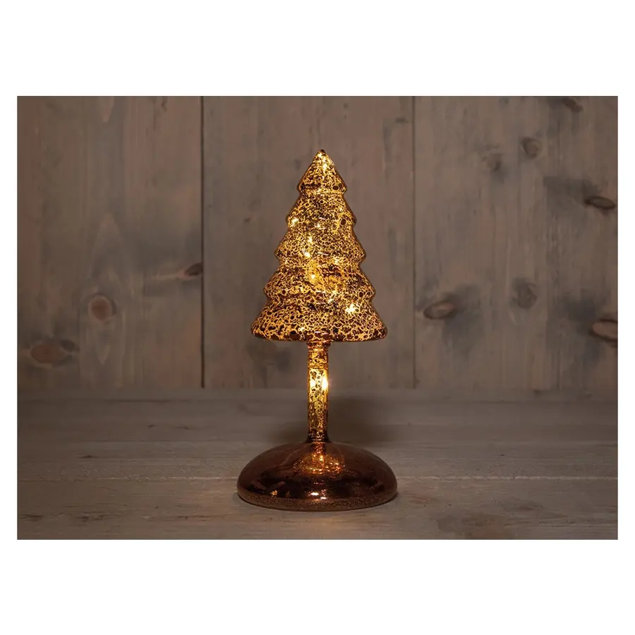 LED Kerstboompje Glas op stam 20,5 cm - Bruin