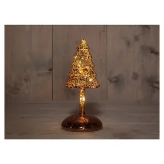 LED Kerstboompje Glas op stam 20,5 cm - Bruin