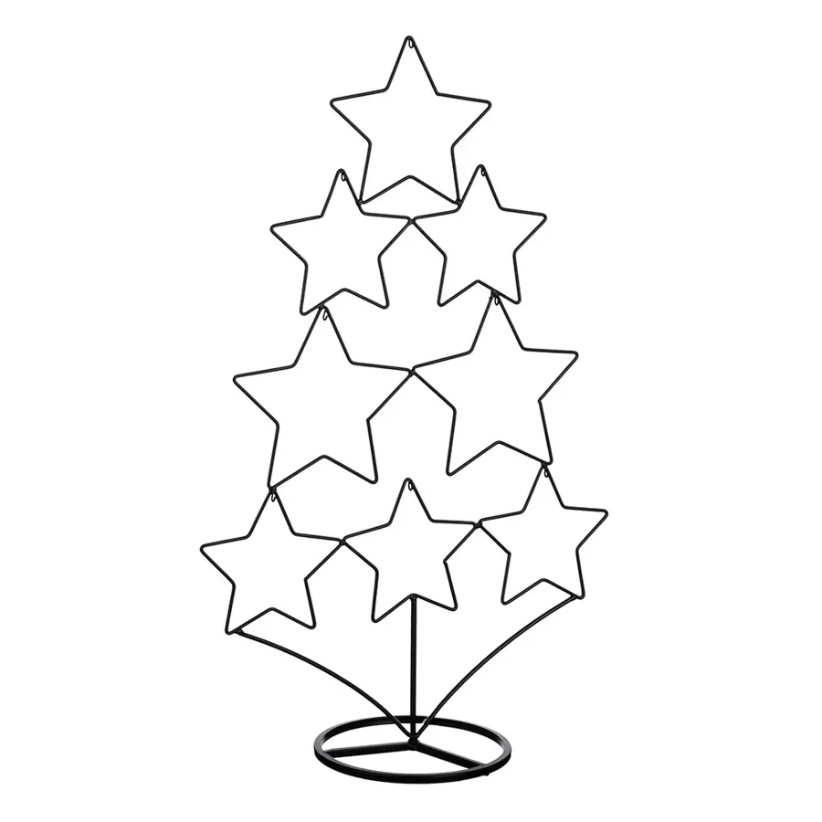 House of Seasons Decoratieboom Sterren Zwart - 58 cm