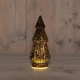 Kerstboompje Glas LED Ø10x23,5 cm - Metallic Brons - afbeelding 1