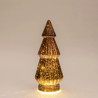 Kerstboompje Glas LED Ø10x23,5 cm - Metallic Brons - afbeelding 2