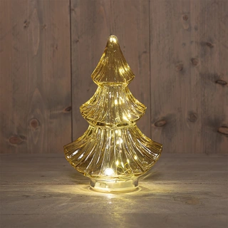 Kerstboompje Glas LED 15,5x9,5x24 cm - Amber - afbeelding 1