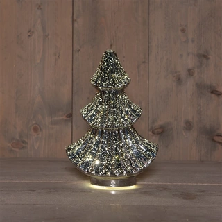 Kerstboompje Glas LED 15,5x9,5x24 cm - Metallic Antraciet - afbeelding 1
