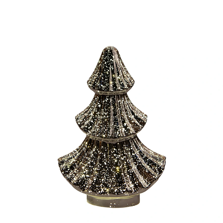 Kerstboompje Glas LED 15,5x9,5x24 cm - Metallic Antraciet - afbeelding 2