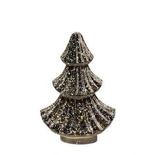 Kerstboompje Glas LED 15,5x9,5x24 cm - Metallic Antraciet - afbeelding 2