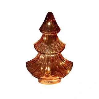 Kerstboompje Glas LED 15,5x9,5x24 cm - Bordeaux - afbeelding 2