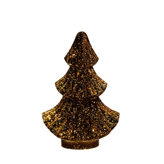 Kerstboompje Glas LED 15,5x9,5x24 cm - Metallic Brons - afbeelding 2