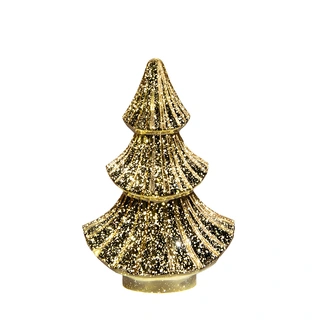 Kerstboompje Glas LED 15,5x9,5x24 cm - Metallic Goud - afbeelding 2