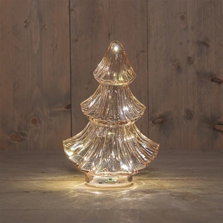 Kerstboompje Glas LED 15,5x9,5x24 cm - Roze - afbeelding 1