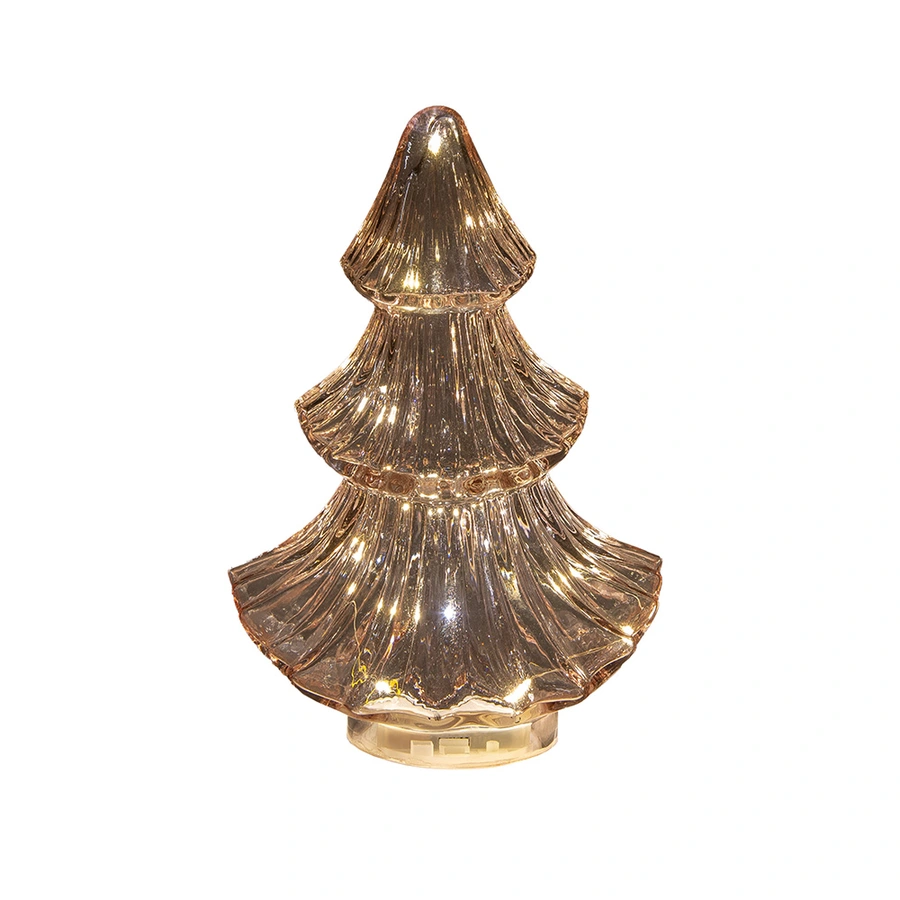 Kerstboompje Glas LED 15,5x9,5x24 cm - Roze - afbeelding 2