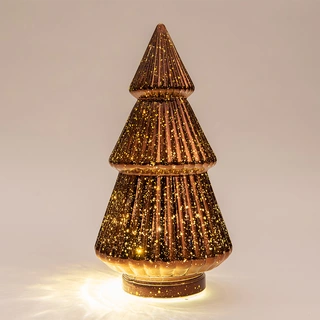 Kerstboompje Glas LED Ø15x28,5 cm - Metallic Brons - afbeelding 2