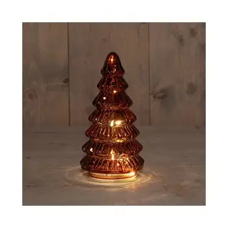 Kerstboompje Glas LED Ø9,5x18,5 cm - Bordeaux - afbeelding 1