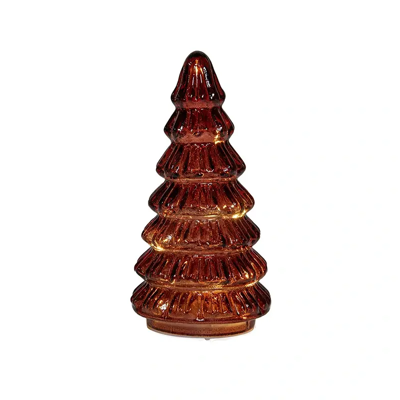 Kerstboompje Glas LED Ø9,5x18,5 cm - Bordeaux - afbeelding 2