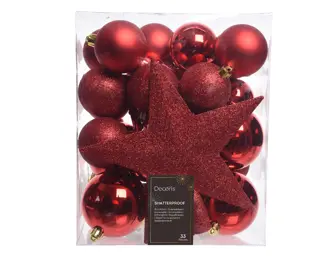 Kerstboomversiering Mix 33 st. - Kerstrood