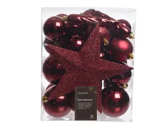 Kerstboomversiering Mix 33 st. - Ossenbloed