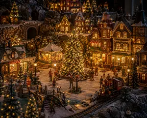 Kerstdorpjes met verlichting