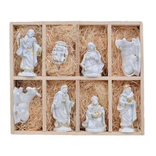 Kerstgroep wit 8-delig - 10 cm