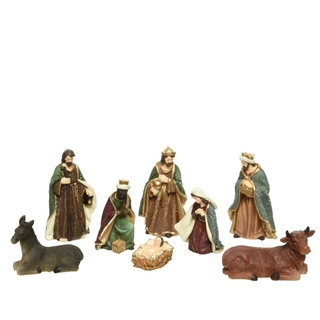 Kerststal Set 8-delig Goud