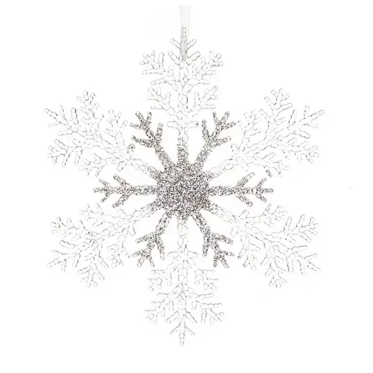 Kersthanger Sneeuwvlok Glitter - Transparant/Zilver - afbeelding 1